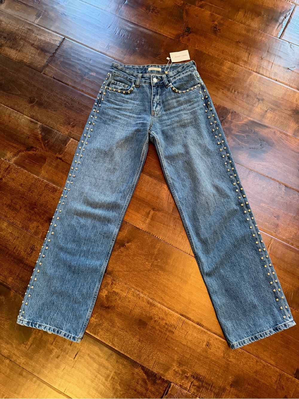 Sandy Liang Updo Jeans with Rhinestones - Picture 9 of 10